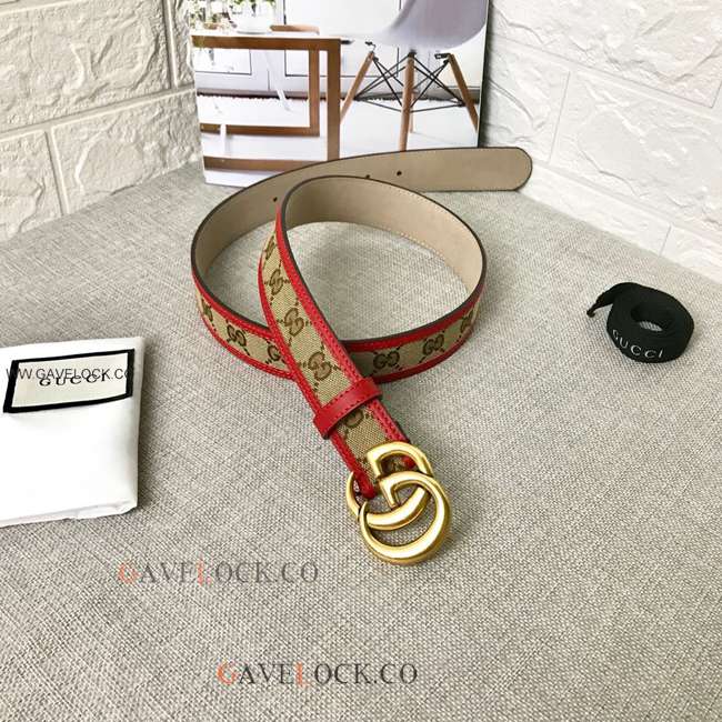 Gucci Classic Belt Handmade Original Size Brown & Red